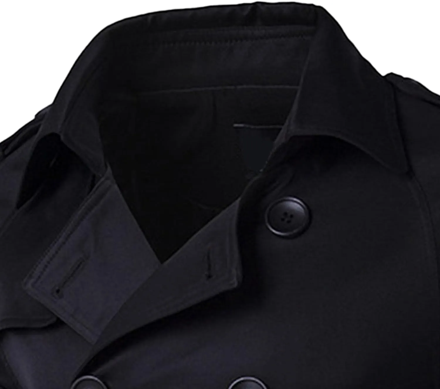 Men's Double Breasted Long Trench Coat Slim Fit Mid Long Belted Windbreaker Stylish Lapel Overcoat with Pocket