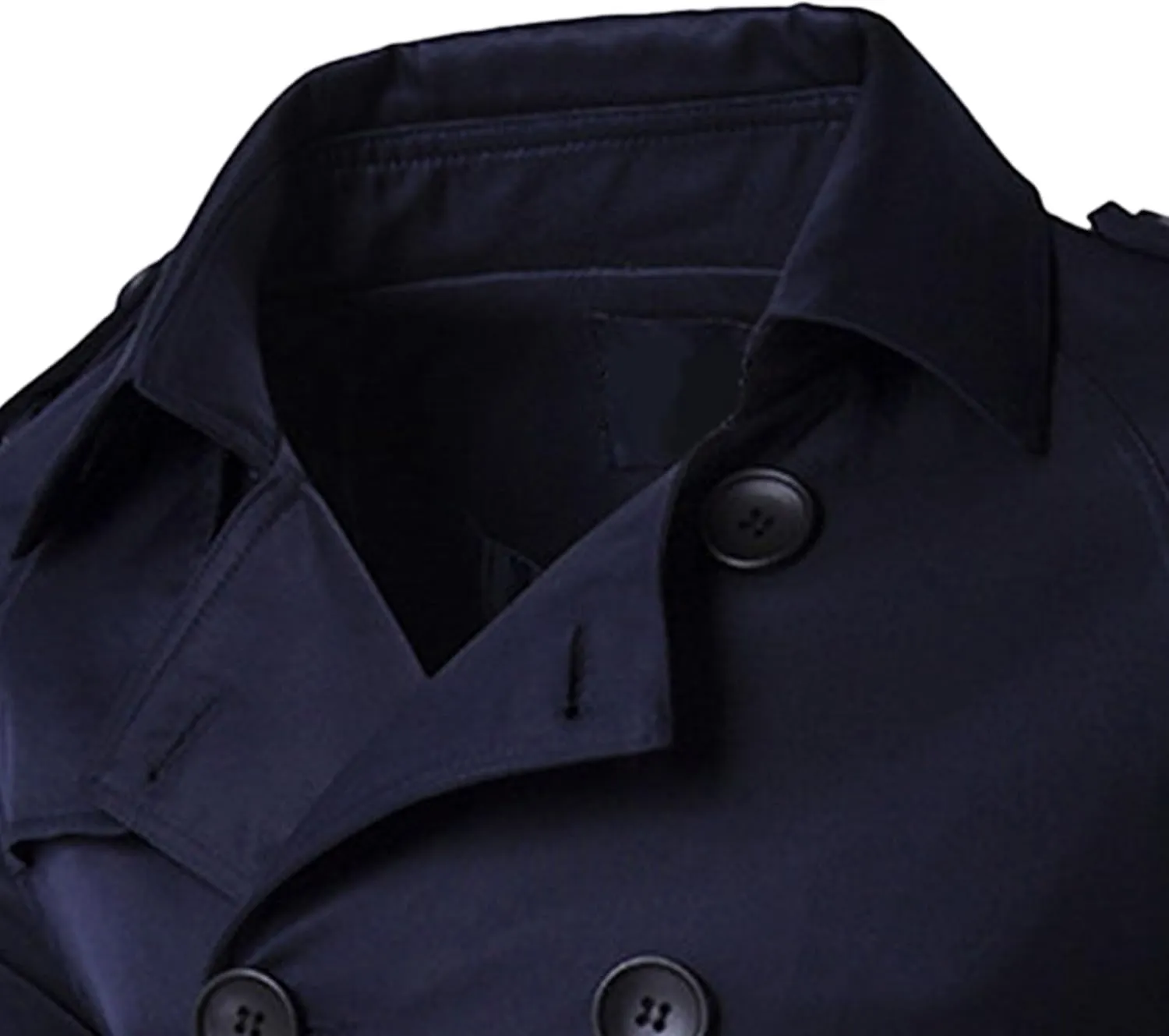 Men's Double Breasted Long Trench Coat Slim Fit Mid Long Belted Windbreaker Stylish Lapel Overcoat with Pocket