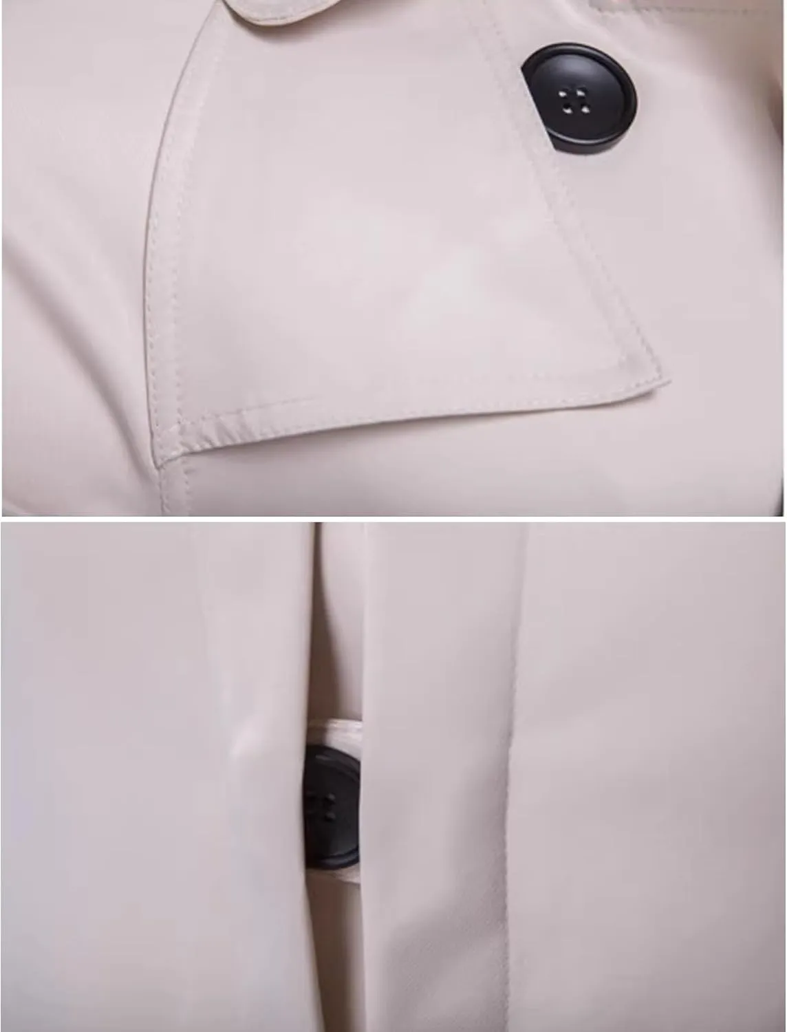 Men's Double Breasted Long Trench Coat Slim Fit Mid Long Belted Windbreaker Stylish Lapel Overcoat with Pocket