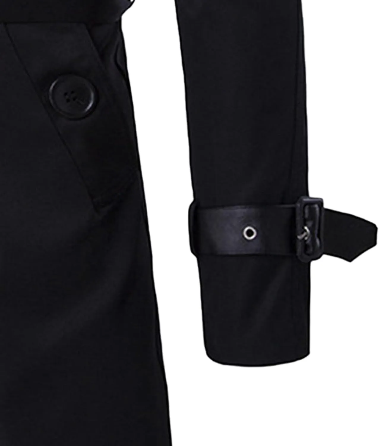 Men's Double Breasted Long Trench Coat Slim Fit Mid Long Belted Windbreaker Stylish Lapel Overcoat with Pocket