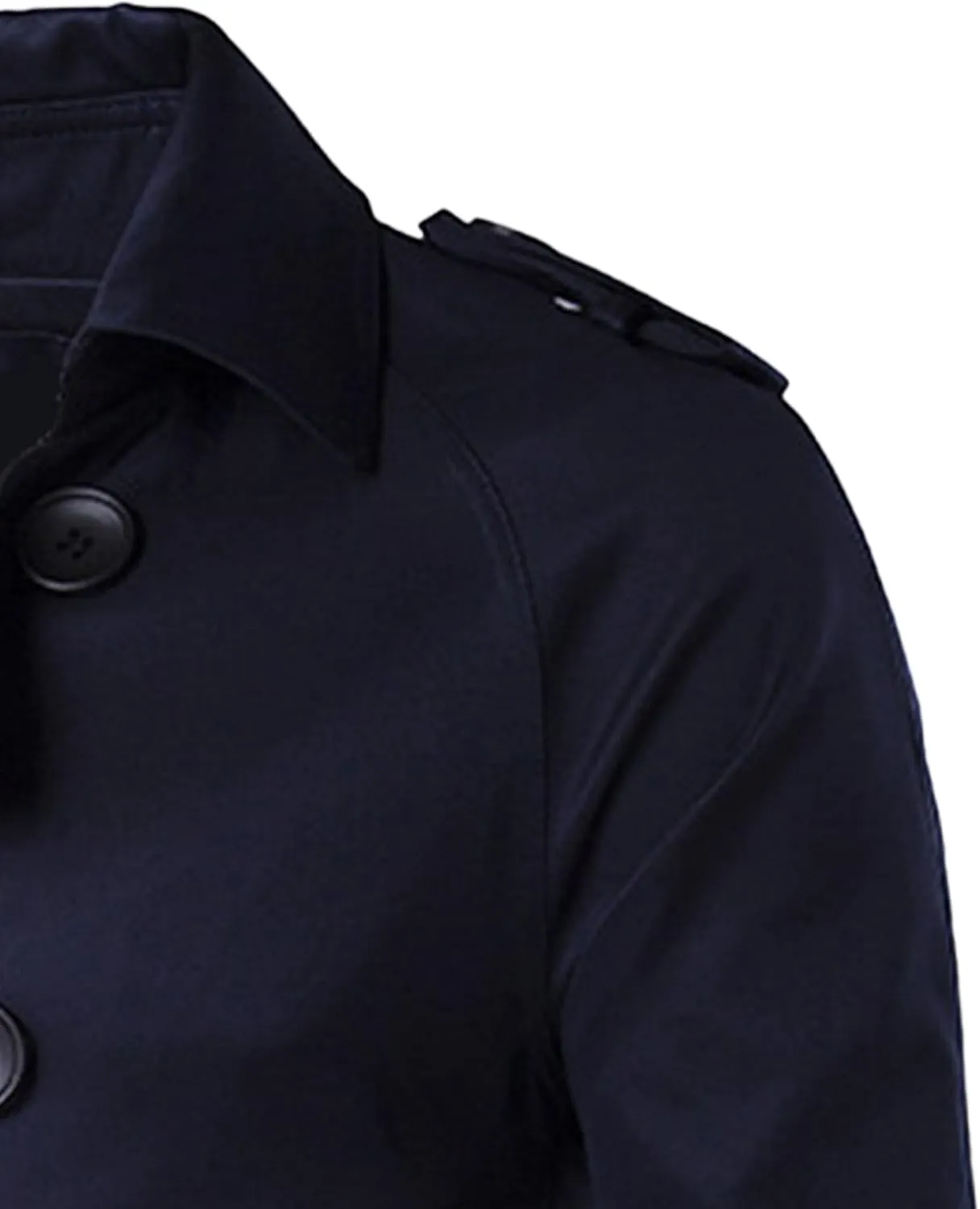 Men's Double Breasted Long Trench Coat Slim Fit Mid Long Belted Windbreaker Stylish Lapel Overcoat with Pocket