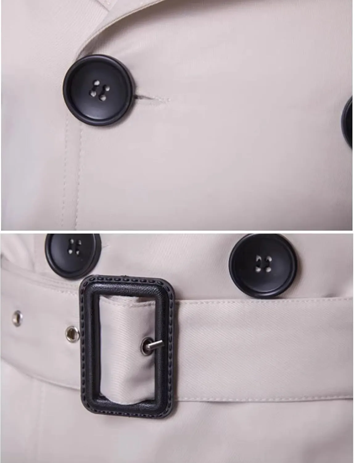 Men's Double Breasted Long Trench Coat Slim Fit Mid Long Belted Windbreaker Stylish Lapel Overcoat with Pocket