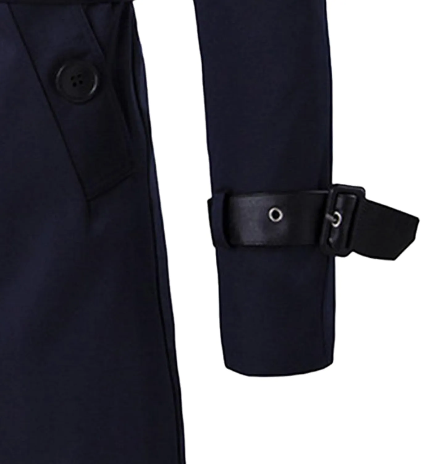 Men's Double Breasted Long Trench Coat Slim Fit Mid Long Belted Windbreaker Stylish Lapel Overcoat with Pocket