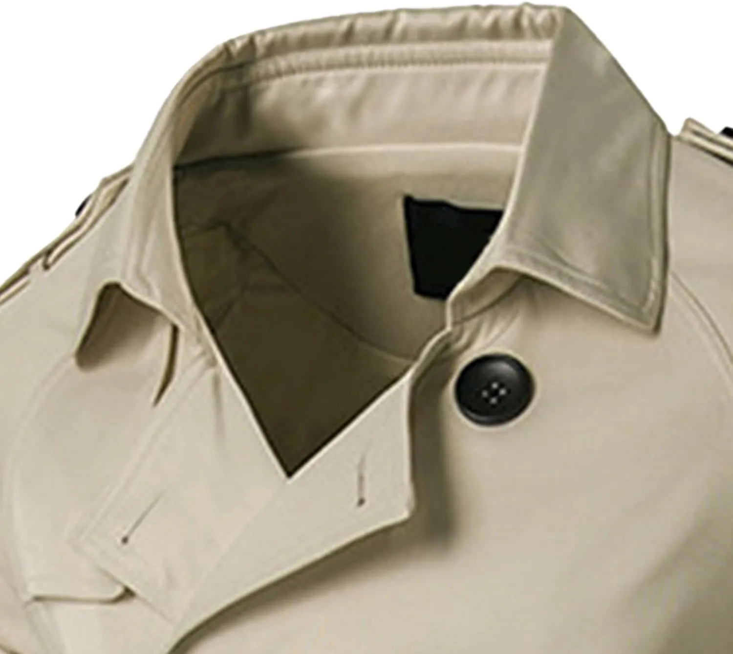 Men's Double Breasted Long Trench Coat Slim Fit Mid Long Belted Windbreaker Stylish Lapel Overcoat with Pocket