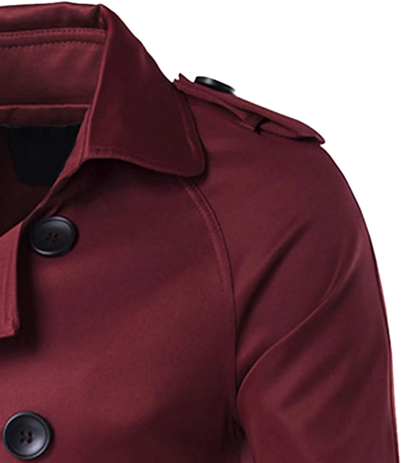 Men's Double Breasted Long Trench Coat Slim Fit Mid Long Belted Windbreaker Stylish Lapel Overcoat with Pocket