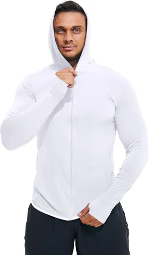 Men's Full Zip UPF 50  Sun Protection Hoodie Long Sleeve Shirts with Pockets Light Jacket Lightweight Hoodies for Men