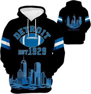 Mens Graphic City Letter Printed Pullover Hoodies Football Sport Fans Classic Unisex Sweatshirt Birthday