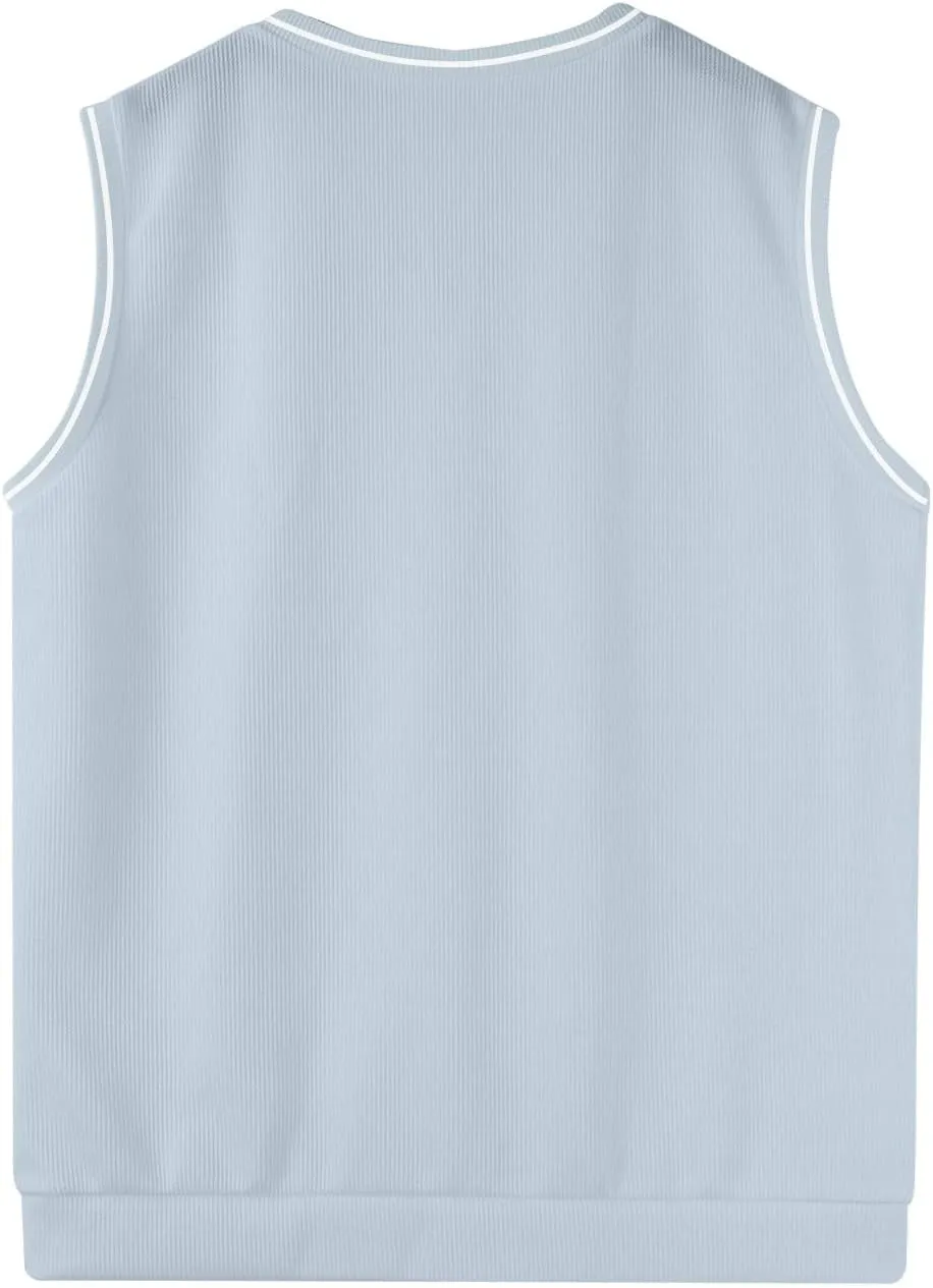 Mens Sweater Vest v Neck Sleeveless Casual fit Knitted Pullover Sweater Lightweight Business Work Waistcoat Tops