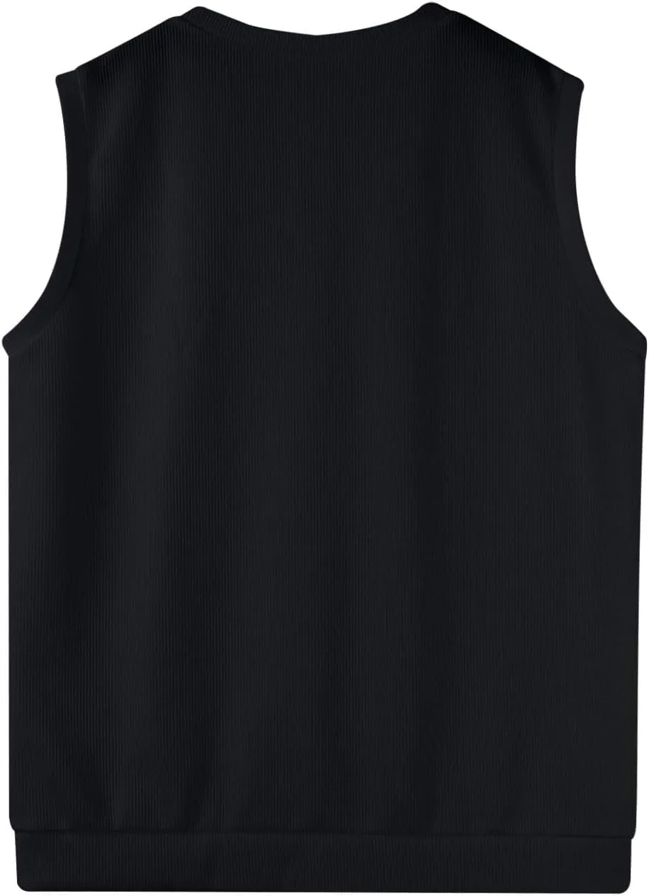 Mens Sweater Vest v Neck Sleeveless Casual fit Knitted Pullover Sweater Lightweight Business Work Waistcoat Tops