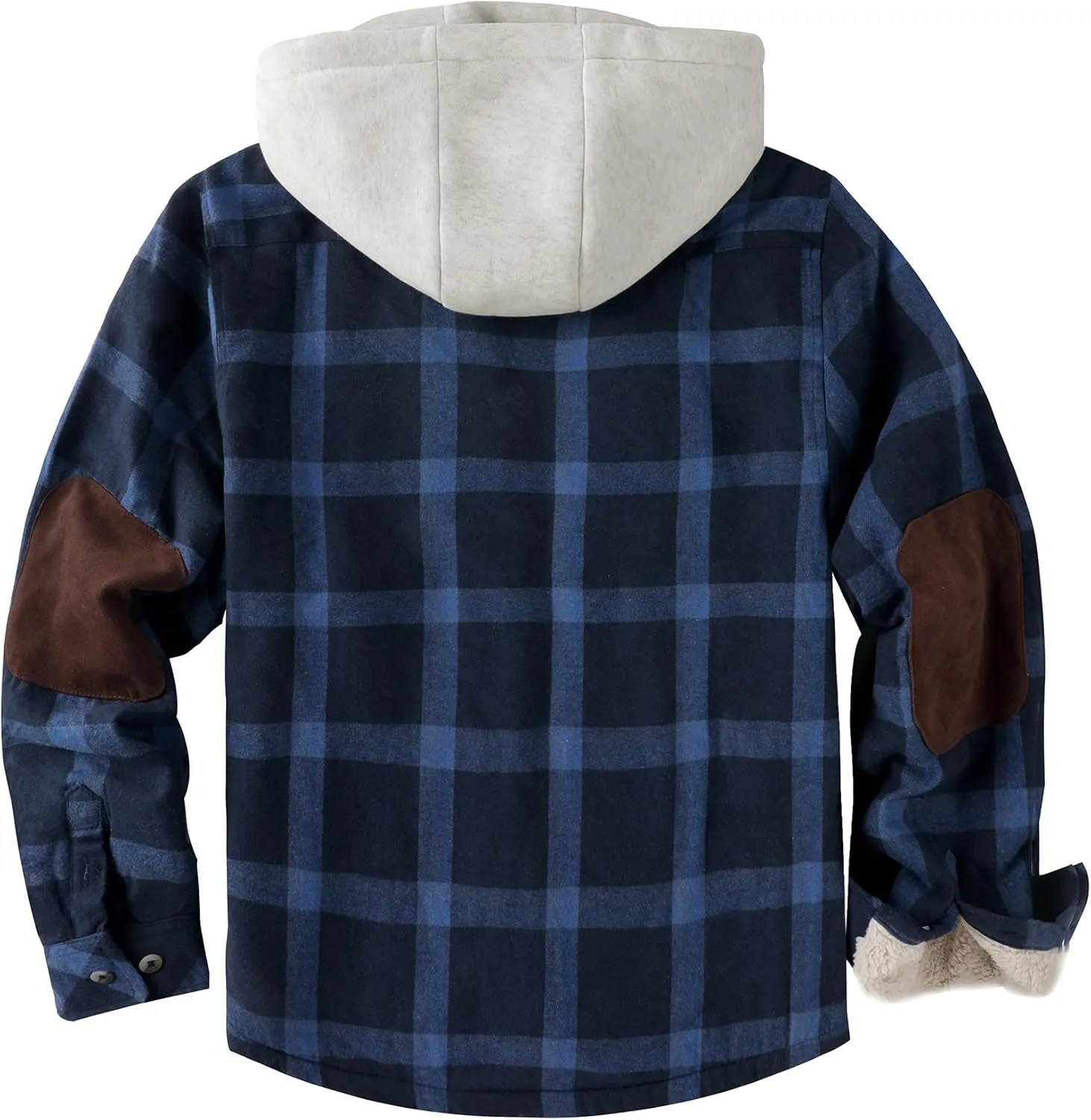 Men's Thick Fleece Plaid Jacket Flannel Shirts Sherpa Lined Full Zip Up Hoodie Winter Coat with Pockets