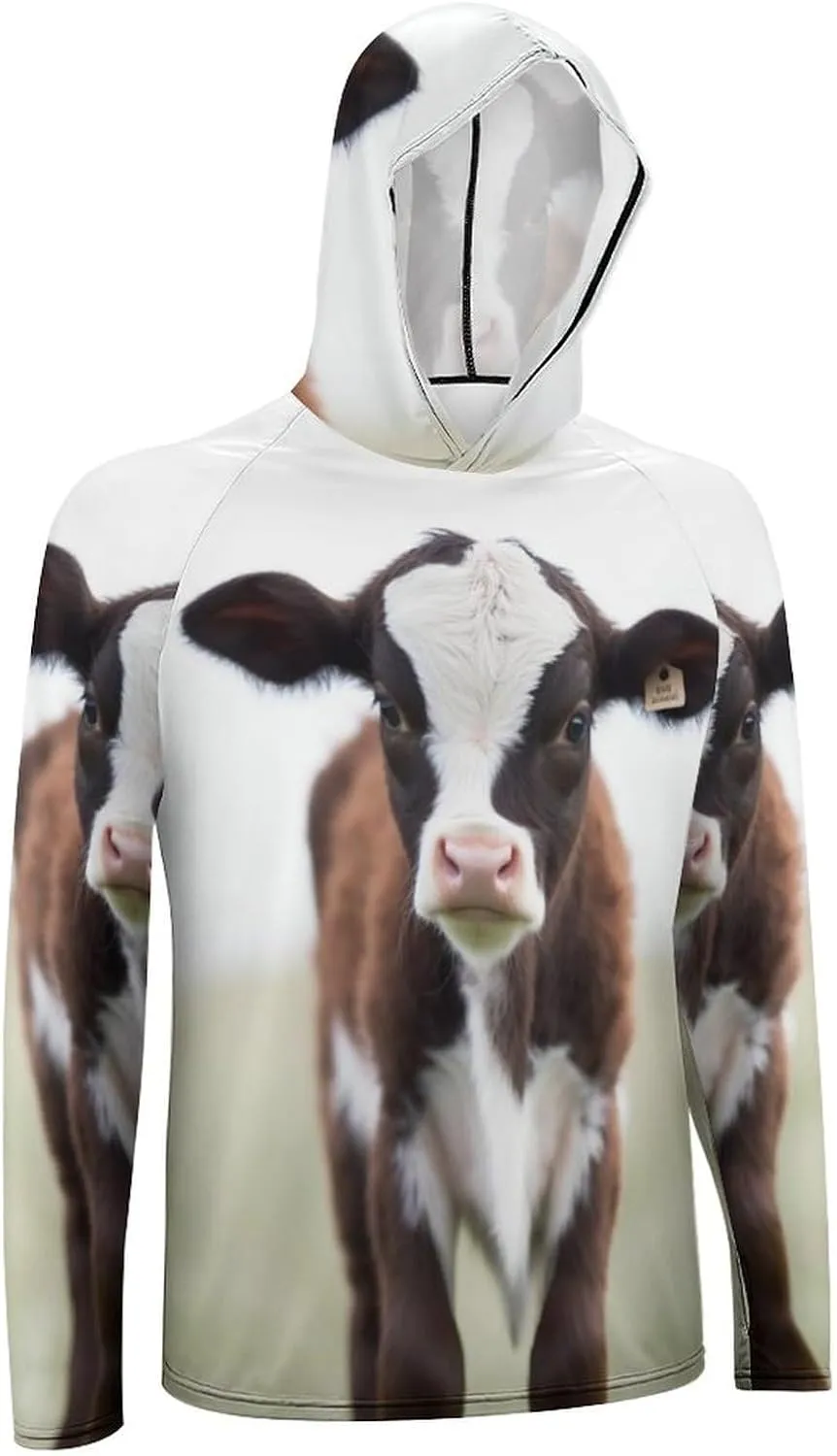 Men's UPF 50  Sun Protection Hoodie Outdoor UV Shirts Cow Long Sleeve Quick Dry Fishing Hiking Shirt
