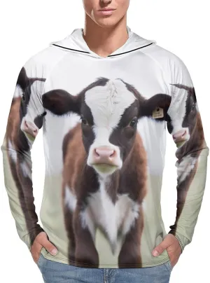 Men's UPF 50  Sun Protection Hoodie Outdoor UV Shirts Cow Long Sleeve Quick Dry Fishing Hiking Shirt