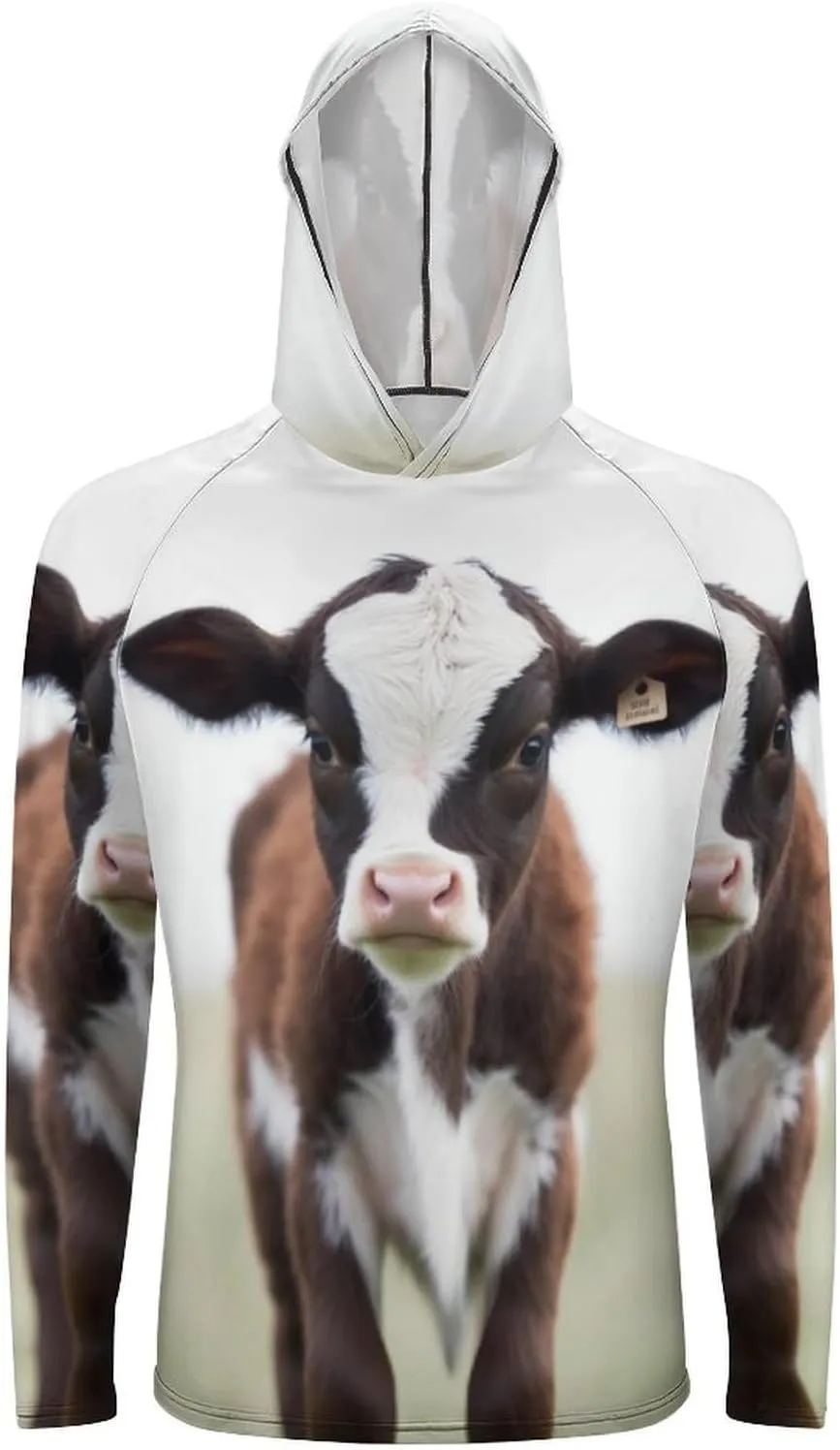 Men's UPF 50  Sun Protection Hoodie Outdoor UV Shirts Cow Long Sleeve Quick Dry Fishing Hiking Shirt