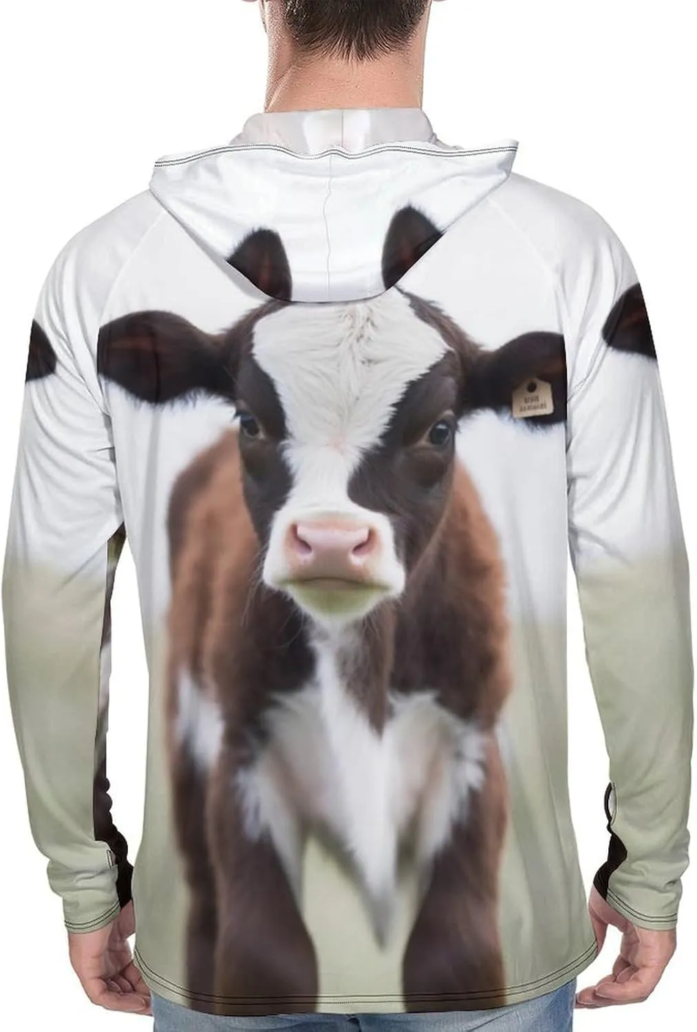 Men's UPF 50  Sun Protection Hoodie Outdoor UV Shirts Cow Long Sleeve Quick Dry Fishing Hiking Shirt