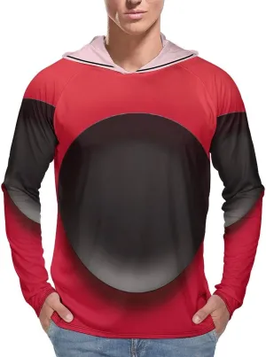 Men's UPF 50  Sun Protection Hoodie Outdoor UV Shirts Red Black Plate Long Sleeve Quick Dry Fishing Hiking Shirt