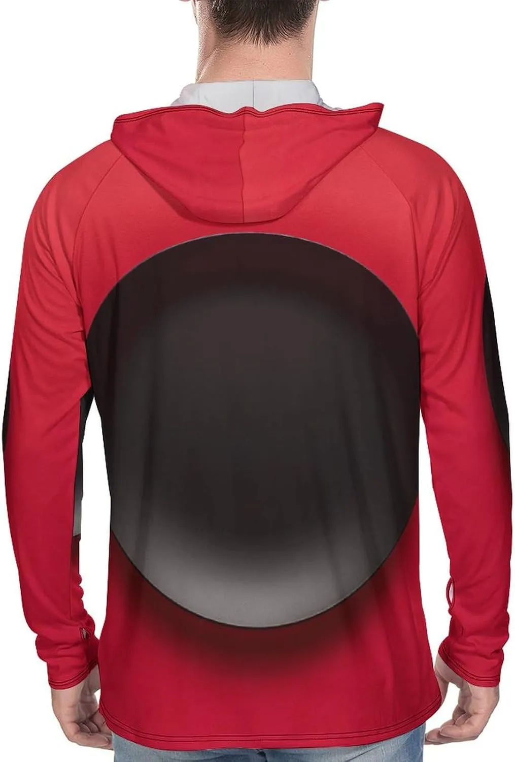 Men's UPF 50  Sun Protection Hoodie Outdoor UV Shirts Red Black Plate Long Sleeve Quick Dry Fishing Hiking Shirt