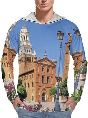 Men's UPF 50  Sun Protection Hoodie Outdoor UV Shirts Spanish Cities Long Sleeve Quick Dry Fishing Hiking Shirt