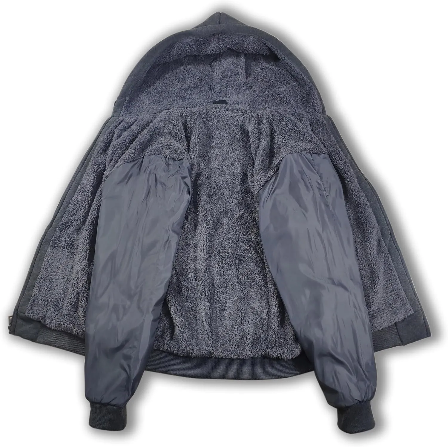 Men's Zip Up Hoodie Heavyweight Winter Sweatshirt Fleece Sherpa Lined Warm Jacket