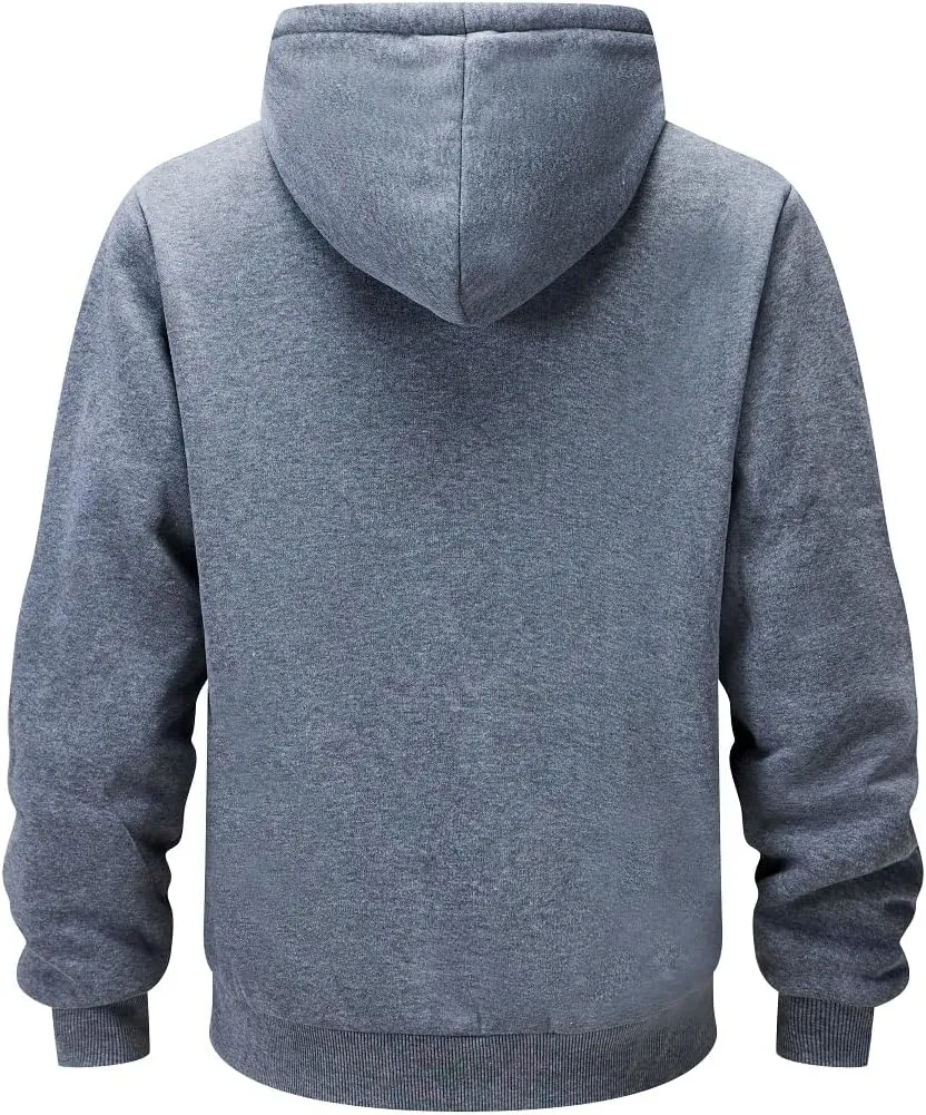 Men's Zip Up Hoodie Heavyweight Winter Sweatshirt Fleece Sherpa Lined Warm Jacket