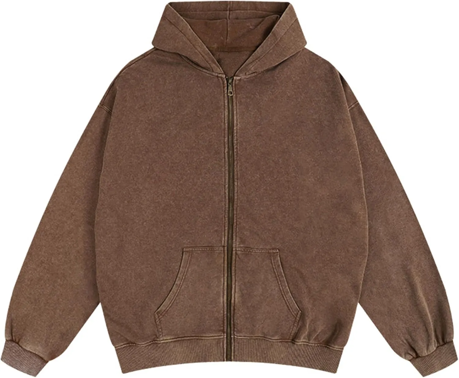 Mens Zip Up Hoodie Women Full Zip Hoodies Vintage Acid Wash Oversized Sweatshirts Hooded Sweatshirt Streetwear