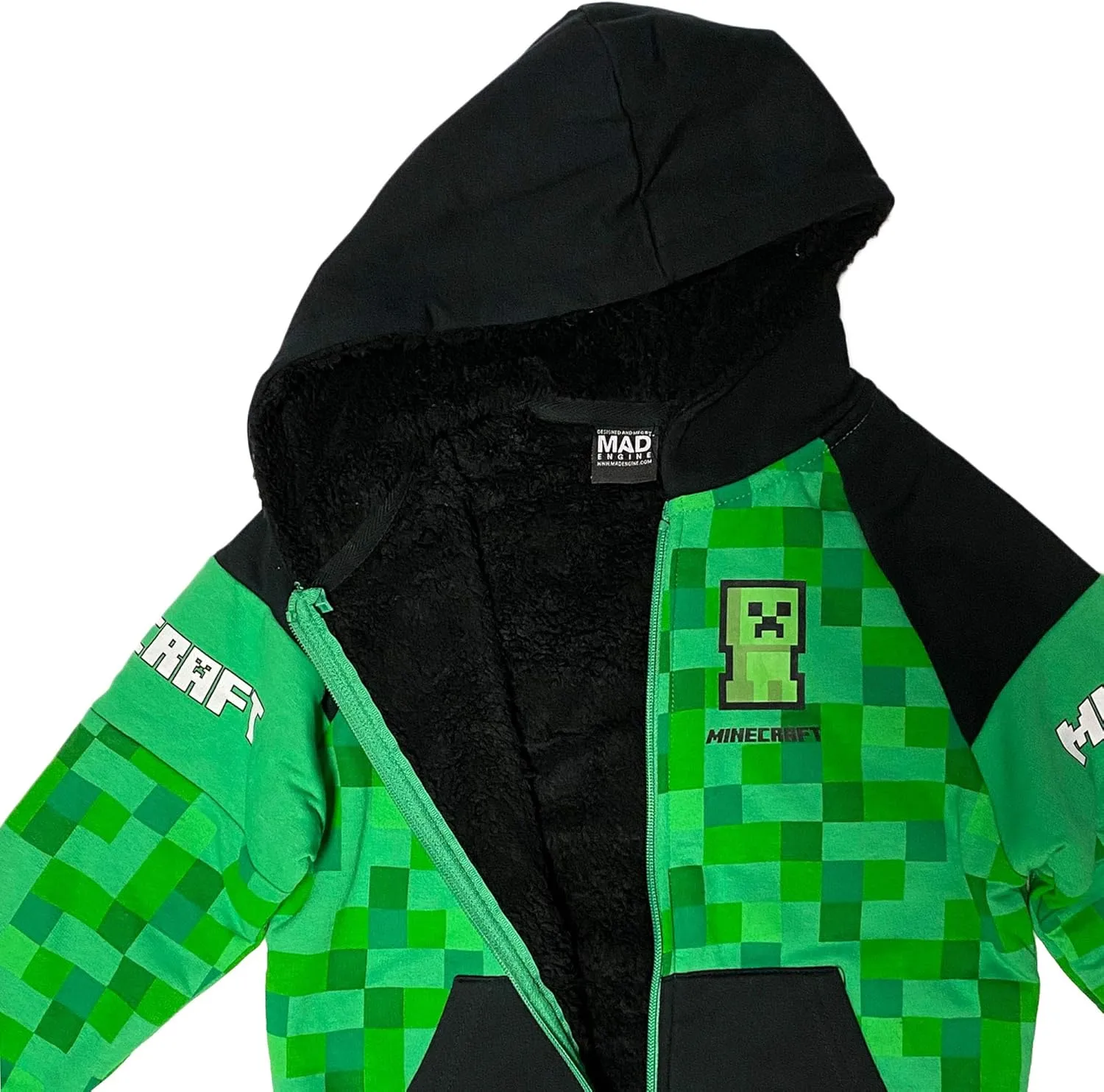 Minecraft Creeper Boys Sherpa Fleece Hoodie