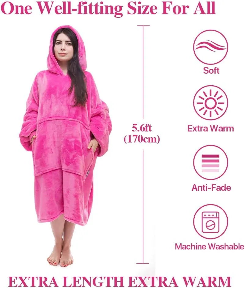 Miss Mila Wearable Blanket Hoodie,Extra Long & Warm Suggies for Women Men Adult with Sleeves and Giant Pocket