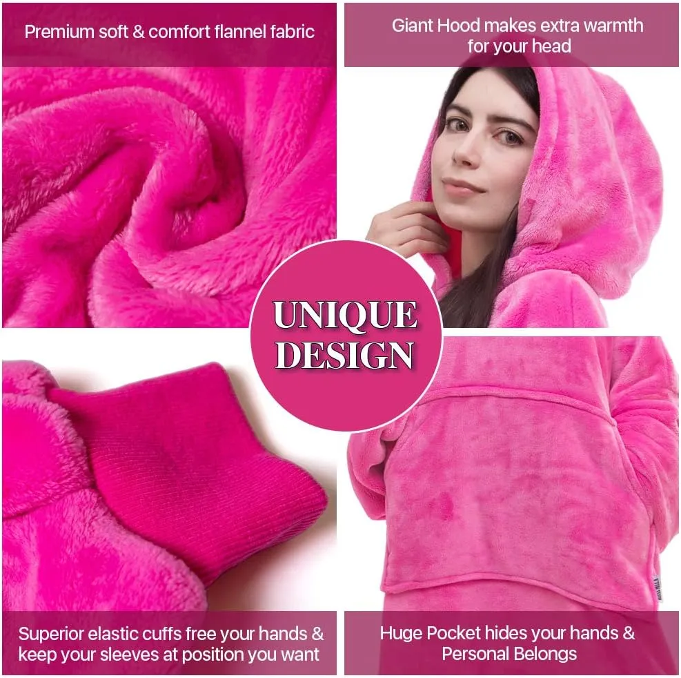 Miss Mila Wearable Blanket Hoodie,Extra Long & Warm Suggies for Women Men Adult with Sleeves and Giant Pocket
