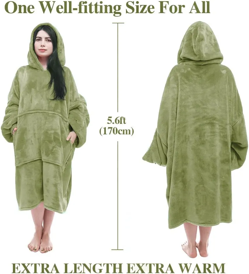 Miss Mila Wearable Blanket Hoodie,Extra Long & Warm Suggies for Women Men Adult with Sleeves and Giant Pocket