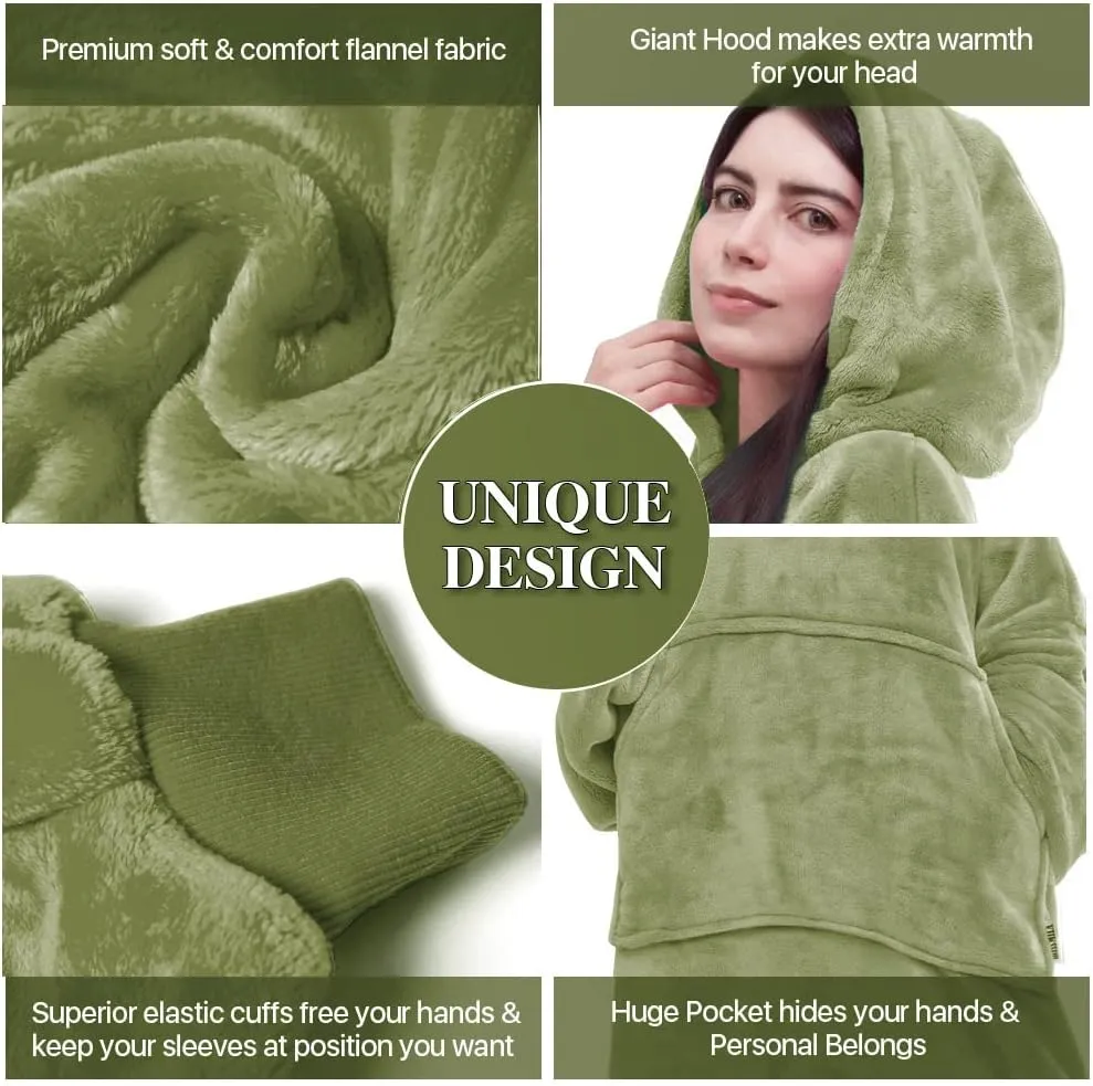 Miss Mila Wearable Blanket Hoodie,Extra Long & Warm Suggies for Women Men Adult with Sleeves and Giant Pocket