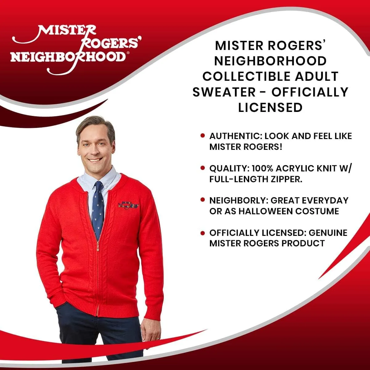Mister Rogers Neighborhood Collectible Adult Sweater - Officially Licensed