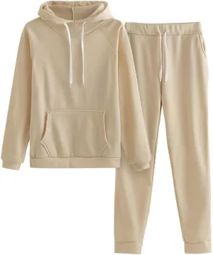 Muyise Women 2 Piece Sweatsuits Long Sleeve Hooded Pullover Jogger Pants Outfits Athletic Casual Loose Lounge Sets Tracksuits