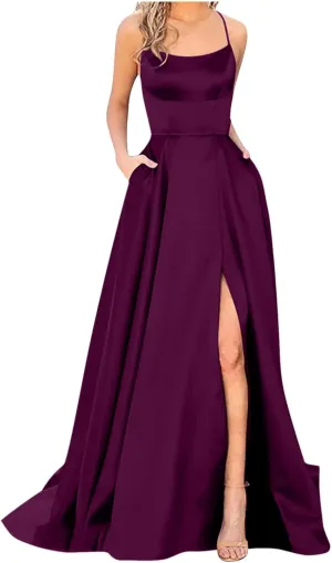 NaRHbrg Elegant Long Prom Dresses for Women 2024 Formal Dresses Ruched Sexy Bridesmaid Wedding Guest Maxi Dress Evening Dress