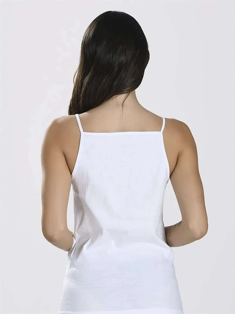 NBB Womens Basic Spaghetti Strap Lace Trim Tunic Cotton Tank Top with Stretch