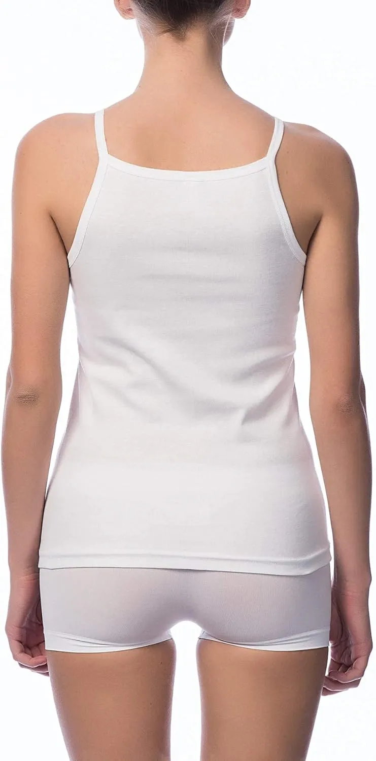 NBB Womens Basic Spaghetti Strap Lace Trim Tunic Cotton Tank Top with Stretch