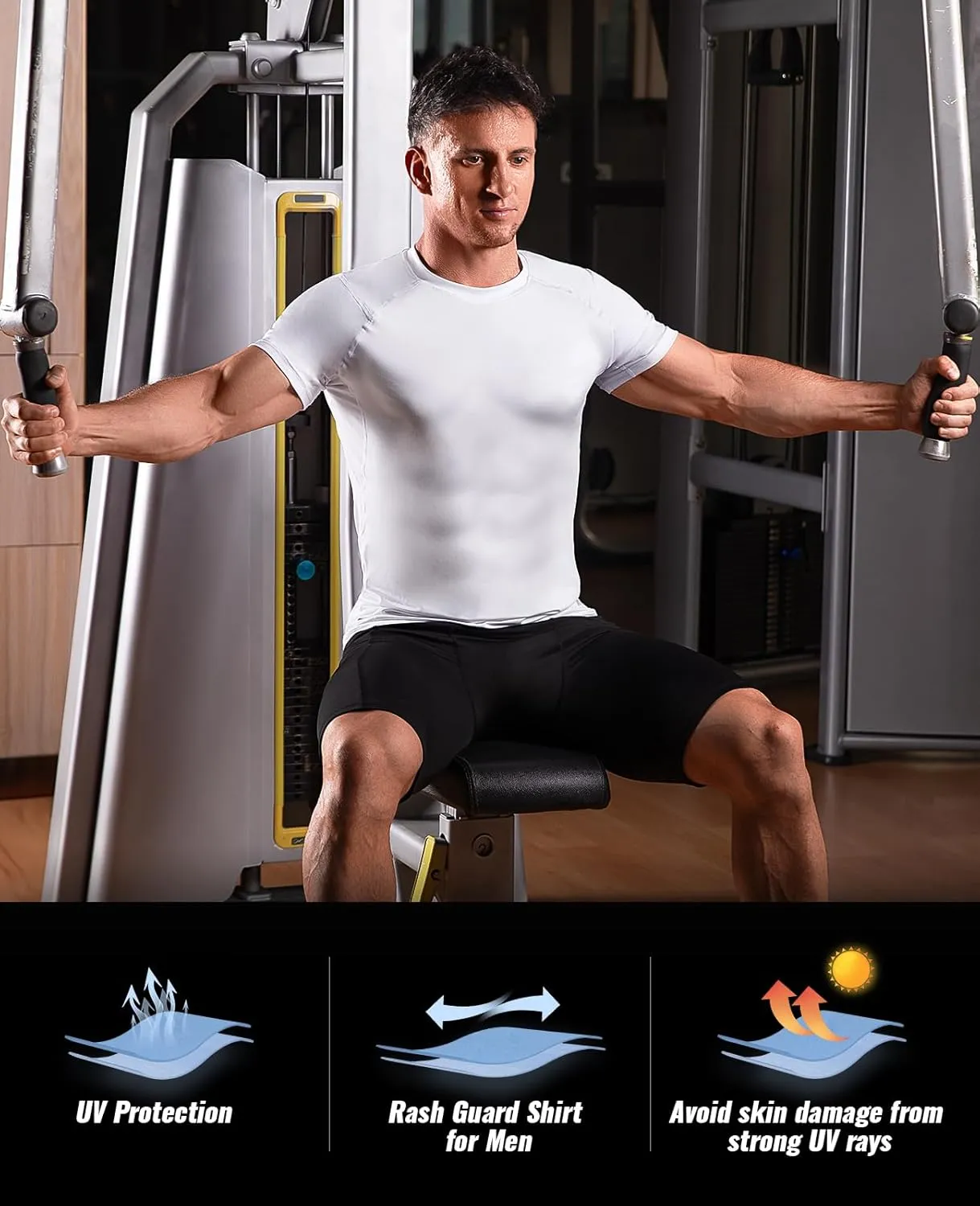 Niksa Men's Compression Shirts, Short Sleeve Athletic Compression Tops Dry Workout T Shirt, Rash Guard Base Layer Undershirt