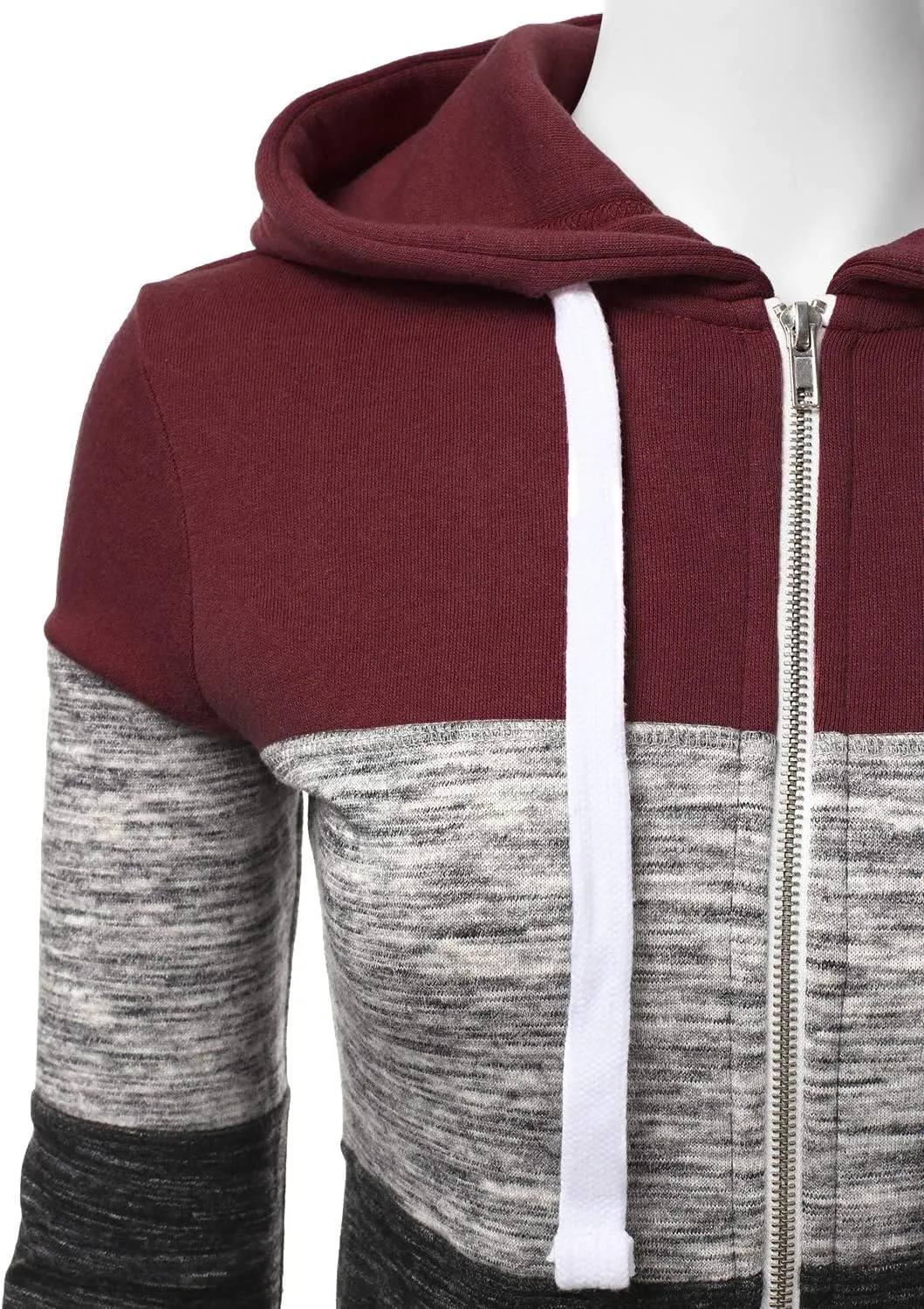 NINEXIS Womens Long Sleeve Zip Up Hoodie Top Color Block Basic Casual Hooded Sweatshirt