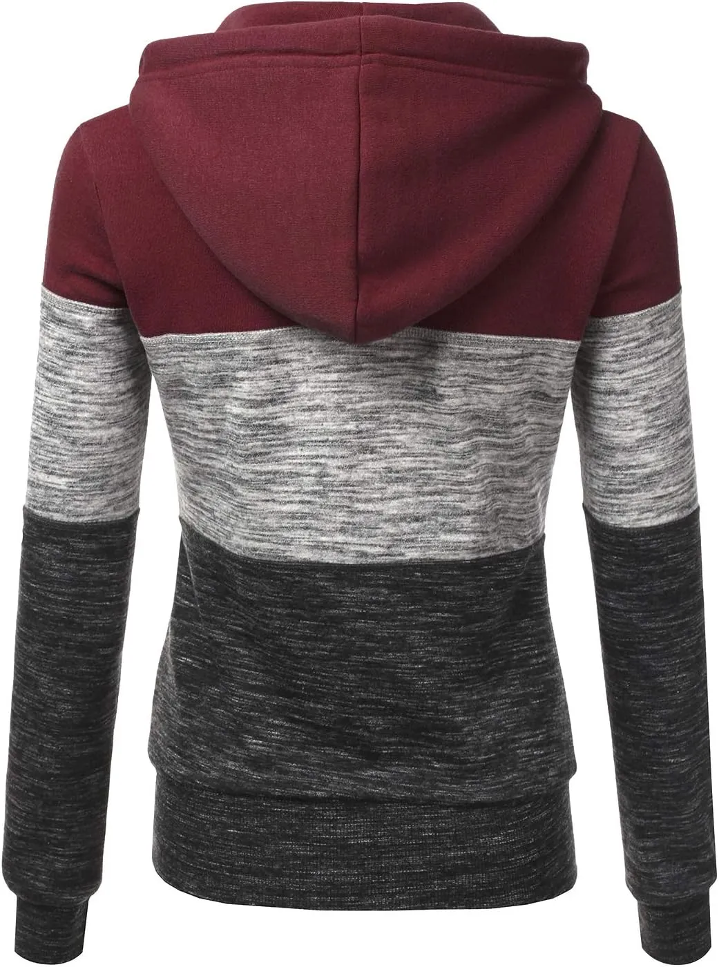 NINEXIS Womens Long Sleeve Zip Up Hoodie Top Color Block Basic Casual Hooded Sweatshirt
