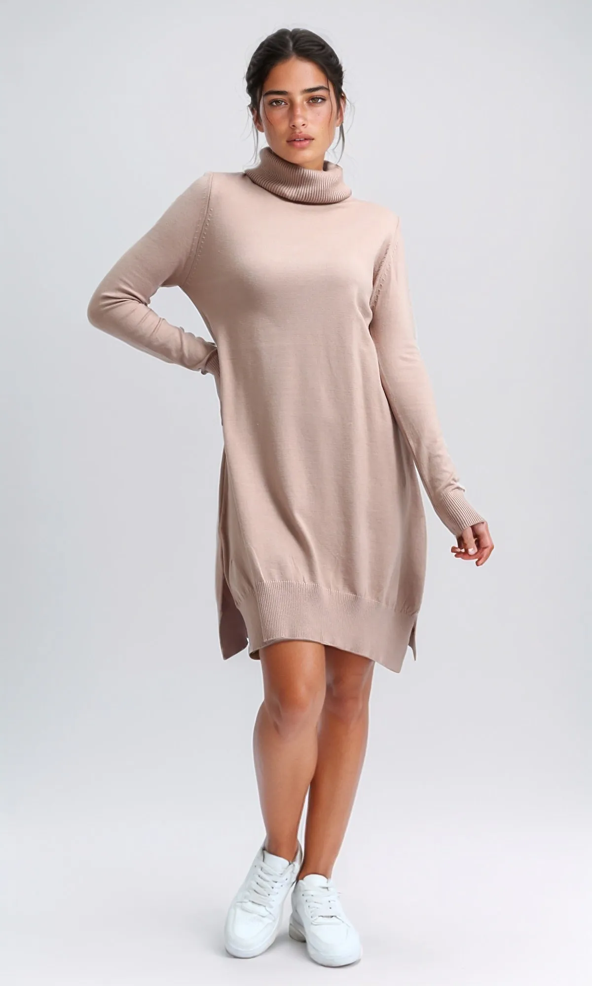O201306 - Long Sleeve Slip On Pullover - Beige