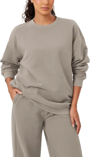 ODODOS Women's Fleece Lined Oversized Sweatshirts Long Sleeve Crew Neck Pullover Top