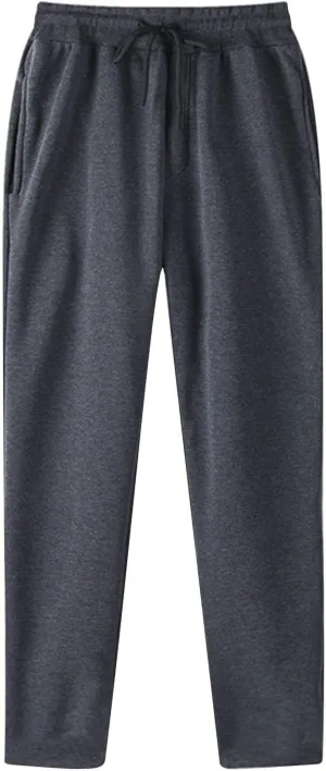 Open Bottom Sweatpants for Men Women Solid Drawstring Athletic Jogger Sweat Pants Casual Workout Trousers 1Pack/2Pack
