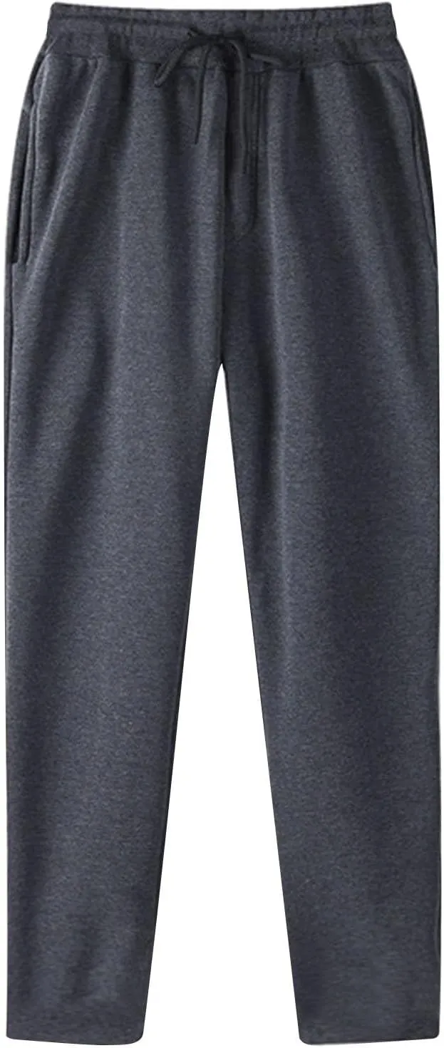 Open Bottom Sweatpants for Men Women Solid Drawstring Athletic Jogger Sweat Pants Casual Workout Trousers 1Pack/2Pack