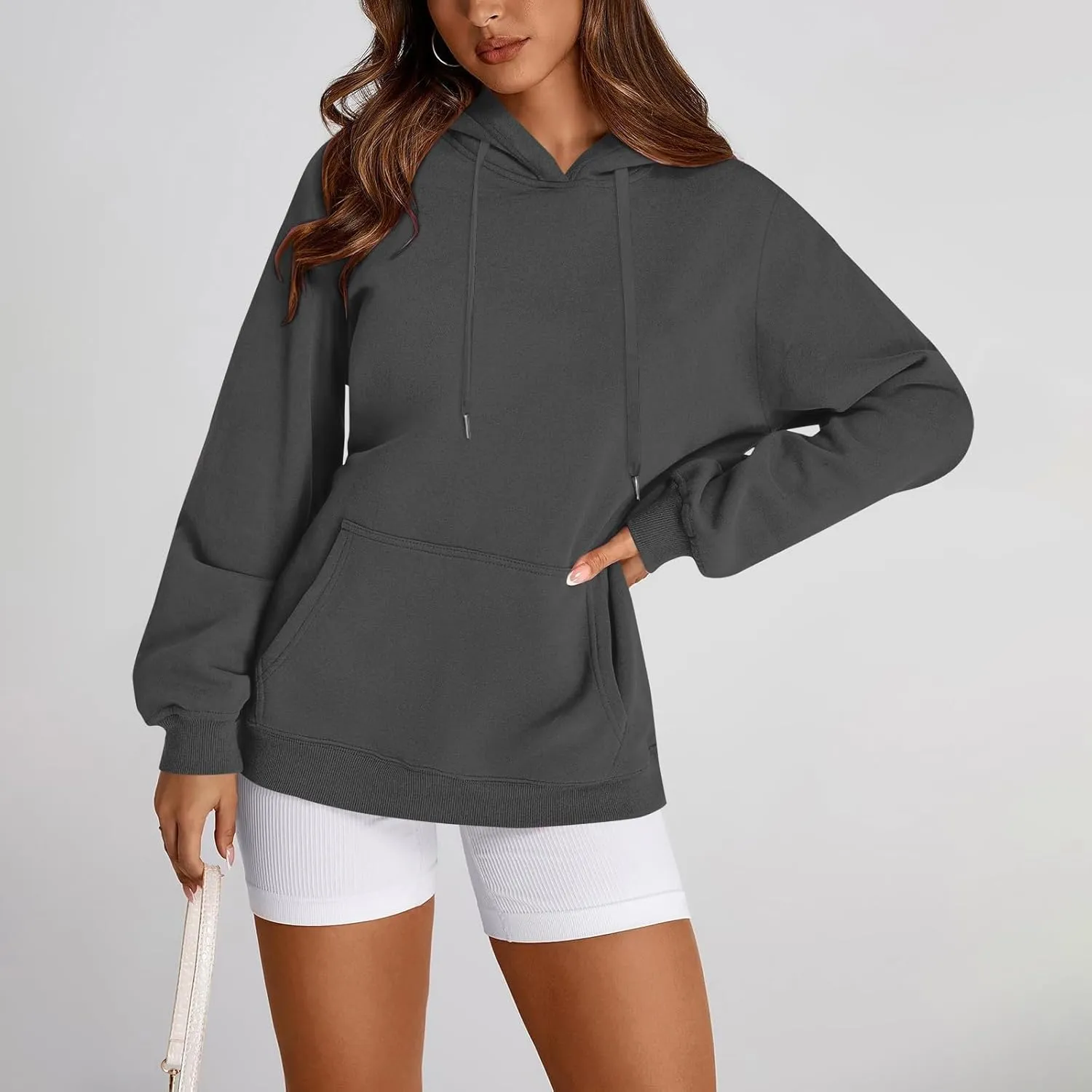 Oversized Hoodie for Women Drawstring Lightweight Pullover Sweatshirts Comfy Y2K Hoodies Fleece Winter Coat w/Pockets