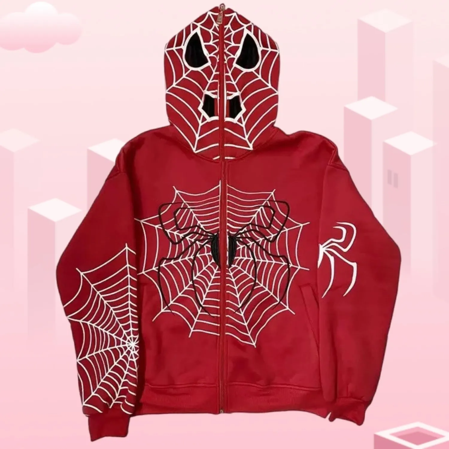 Oversized Zip up Hoodie for Women,Womens Y2k Zip Up Spider Graphic Hoodie,Halloween Rhinestone Oversized Hoodies
