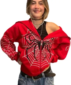 Oversized Zip up Hoodie for Women,Womens Y2k Zip Up Spider Graphic Hoodie,Halloween Rhinestone Oversized Hoodies