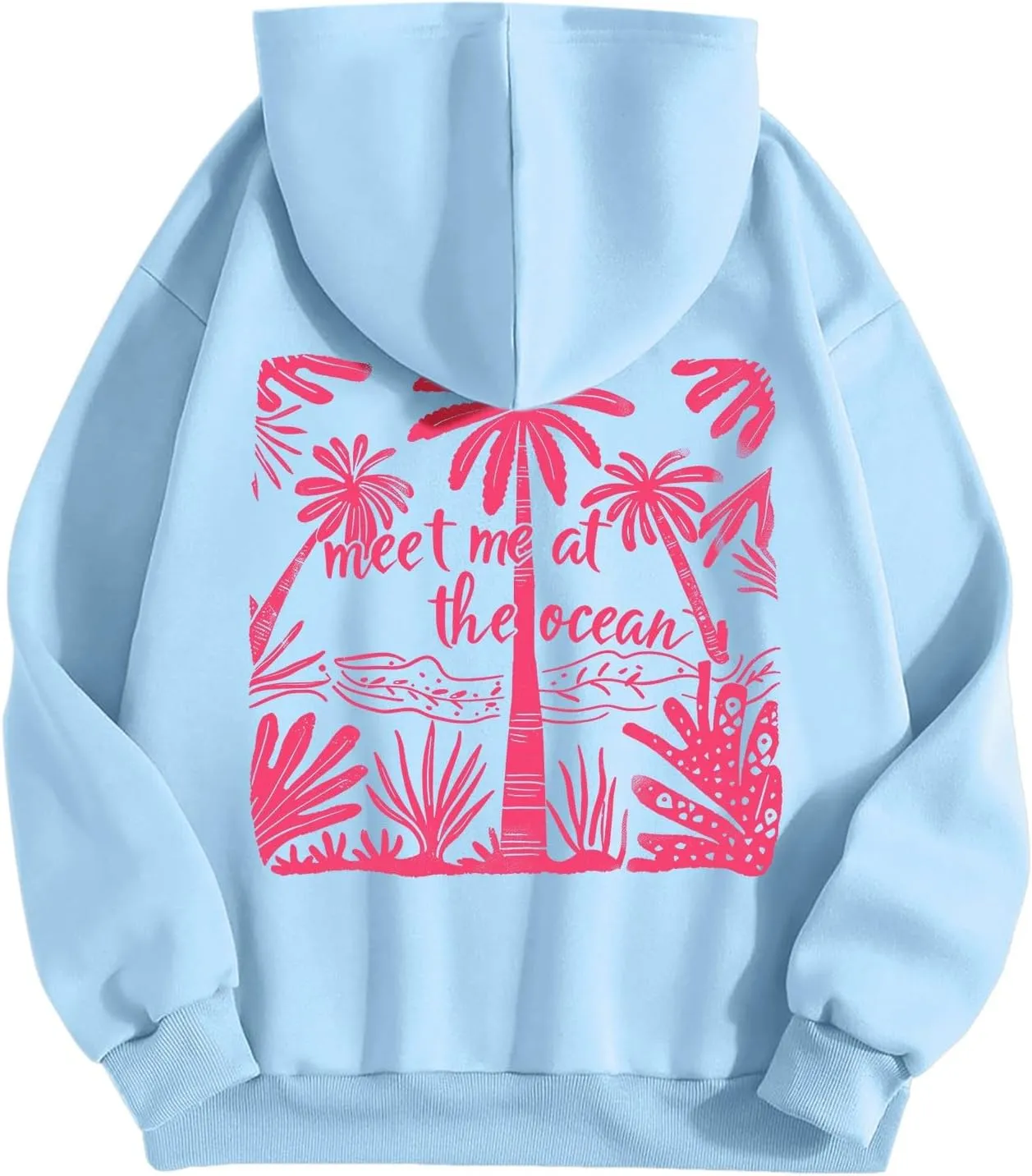 Pink Hoodie for Teen Girls Cute Preppy Clothes Women Fashion Trendy Beach Graphic Sweatshirts Hoodies