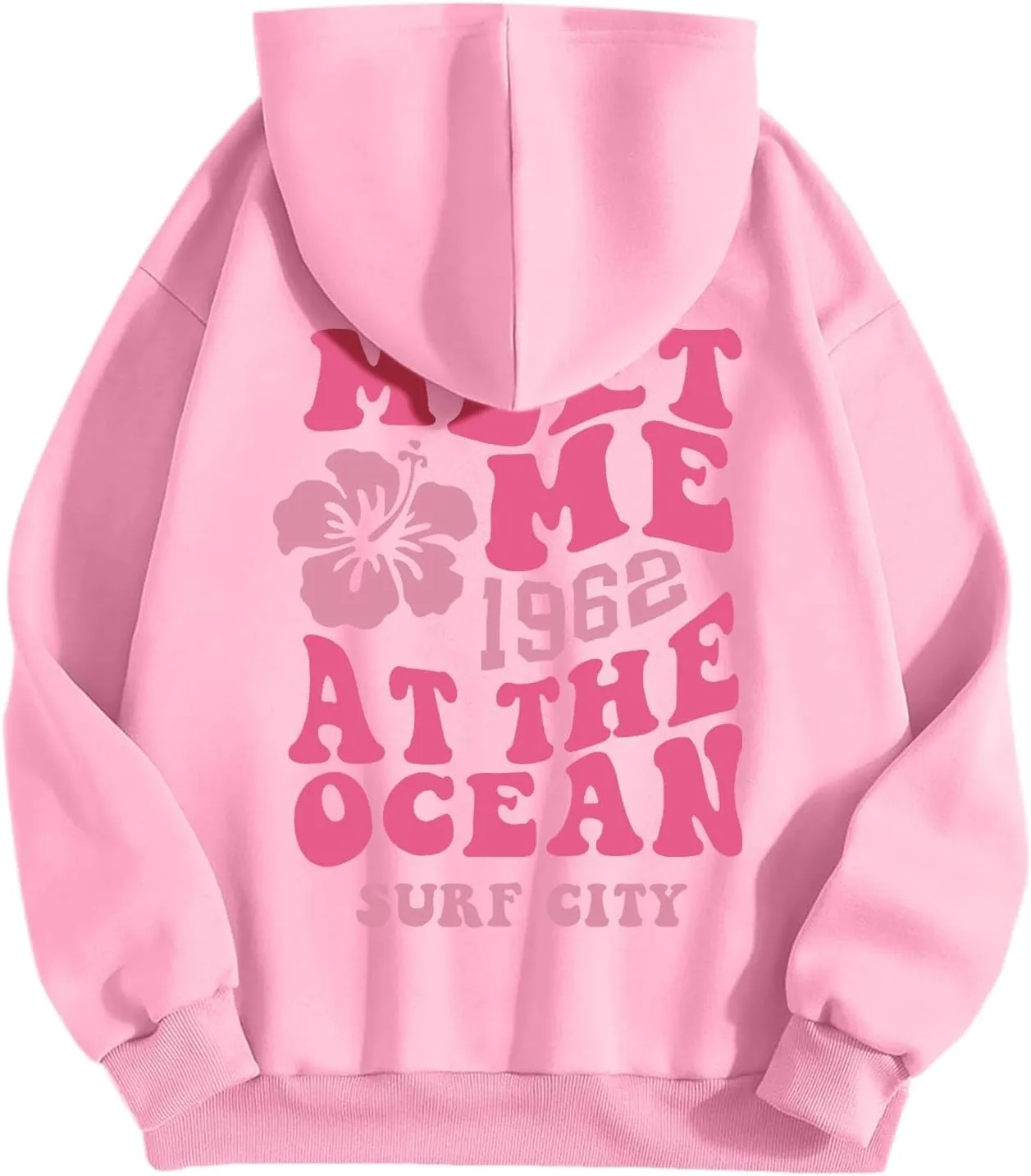 Pink Hoodie for Teen Girls Cute Preppy Clothes Women Fashion Trendy Beach Graphic Sweatshirts Hoodies