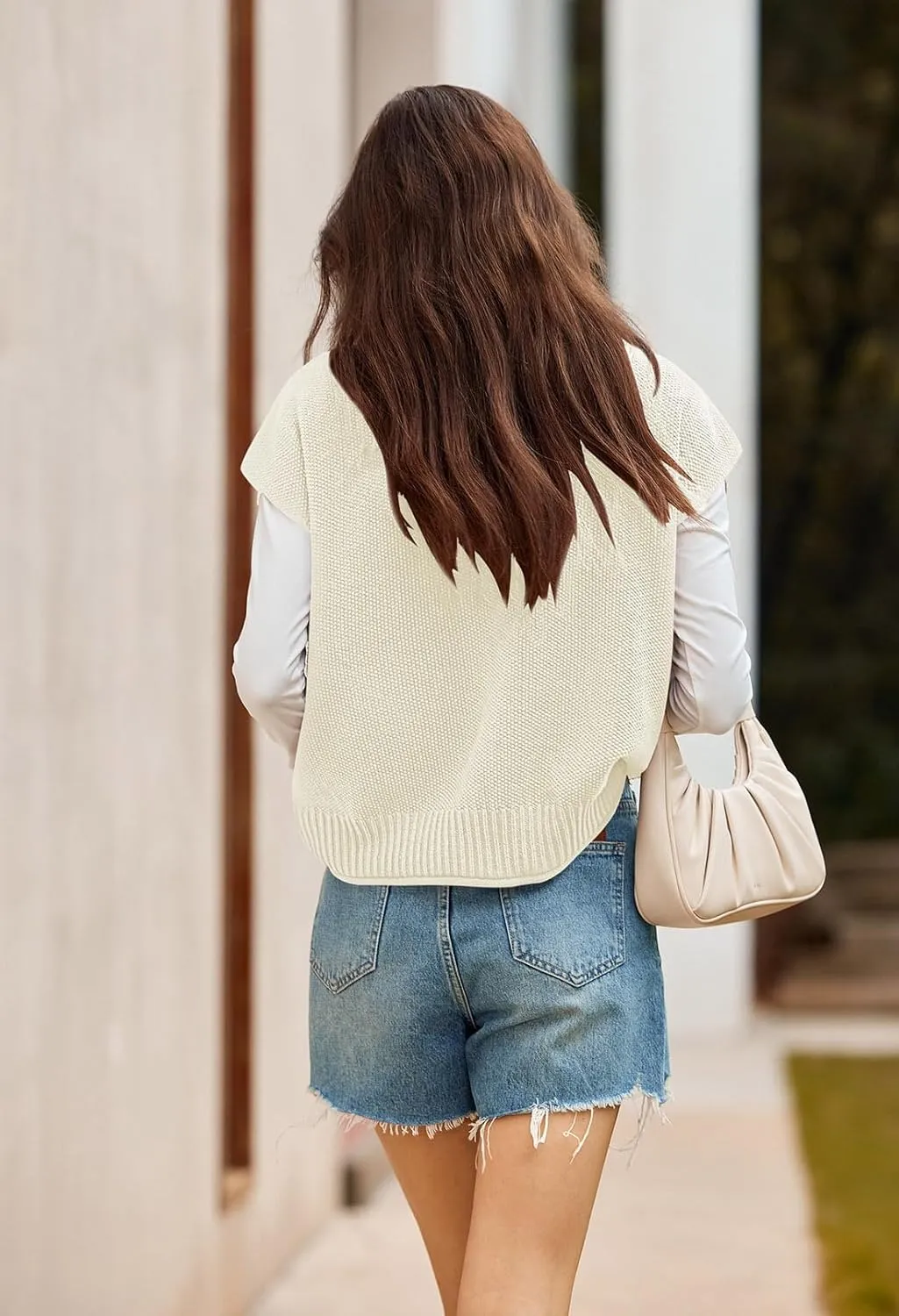 Pink Queen Women's 2025 Spring Mock Neck Sweater Vest Cap Sleeve Pullover Knit Tops
