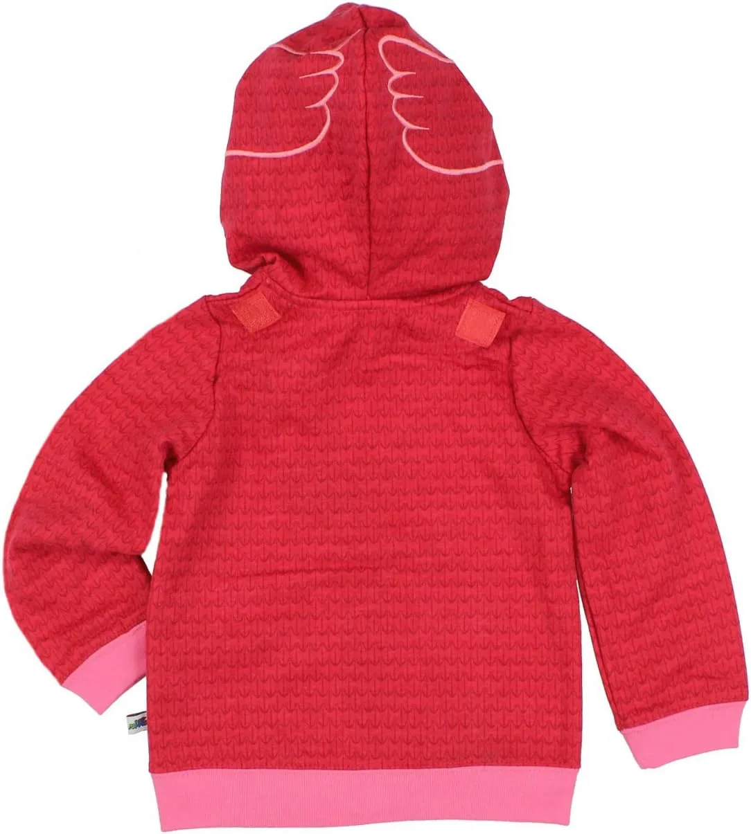 PJ Masks Girls' Toddler Owlette Zip Up Fleece Hoodie with Mesh Mask and Detachable Cape