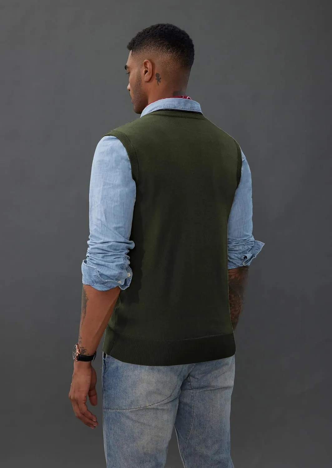 PJ PAUL JONES Mens Sweater Vest Wool Blended Knitted Vest Sweaters V-Neck Sleeveless Pullover Vests