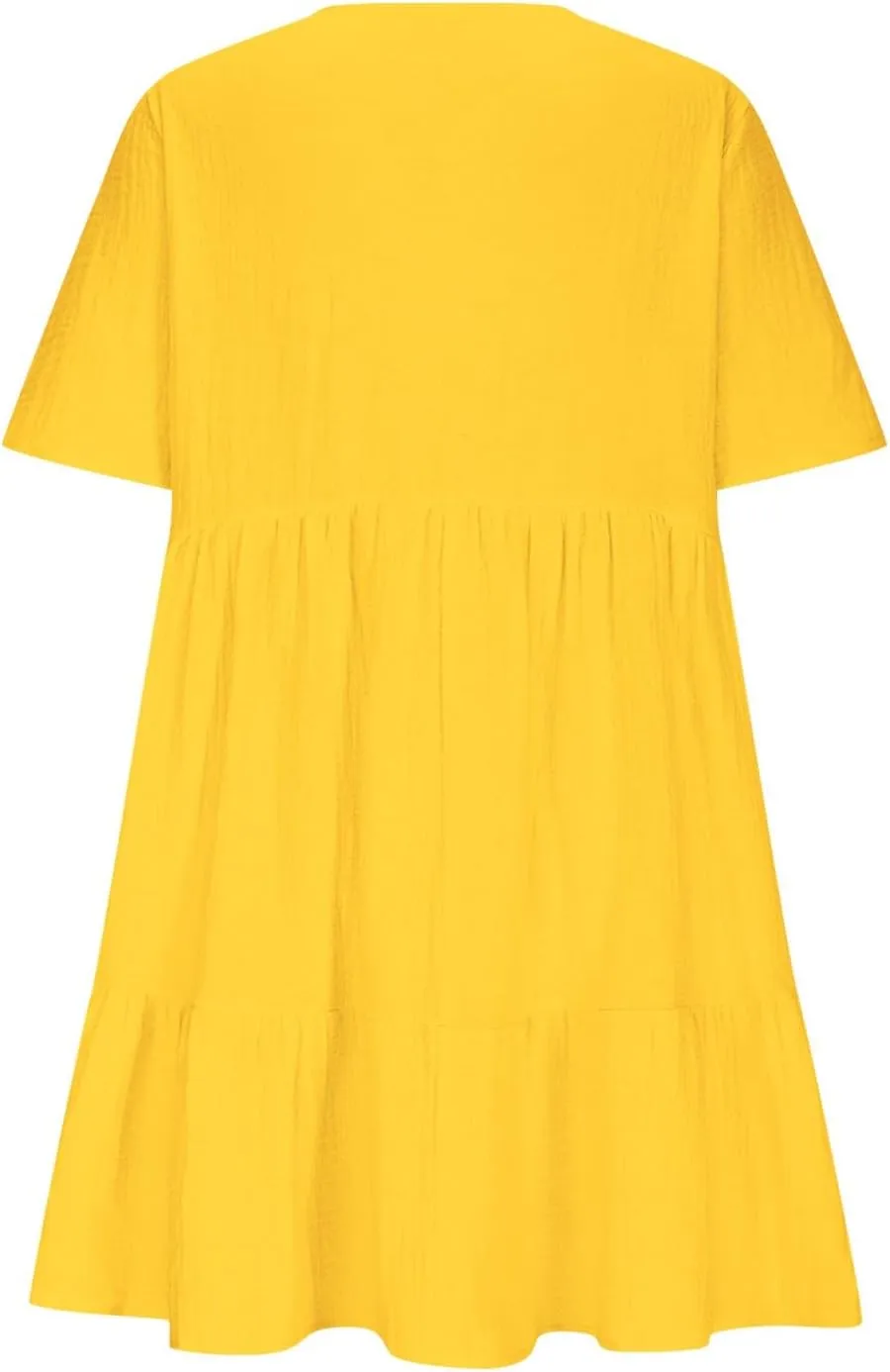Plus Size Dress for Women Casual V Neck Short Sleeve Tshirt Dress Pleated Tiered Ruffle Midi Dresses with Pockets